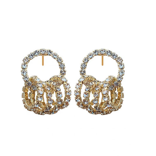 Exquisite Rhinestone Circle Hoop Earrings