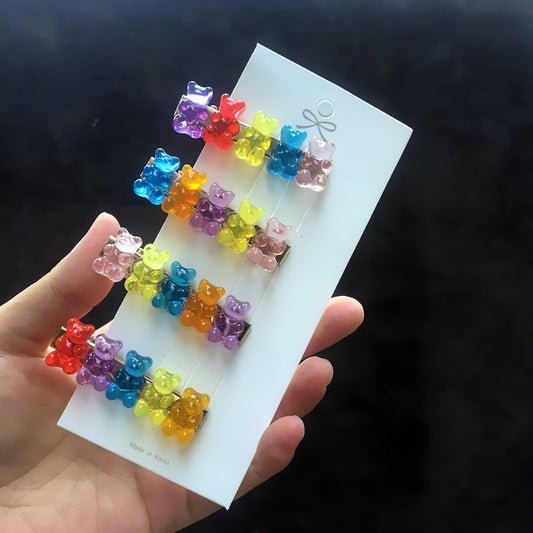Acrylic Jelly Bear Candy Color Hair Clip