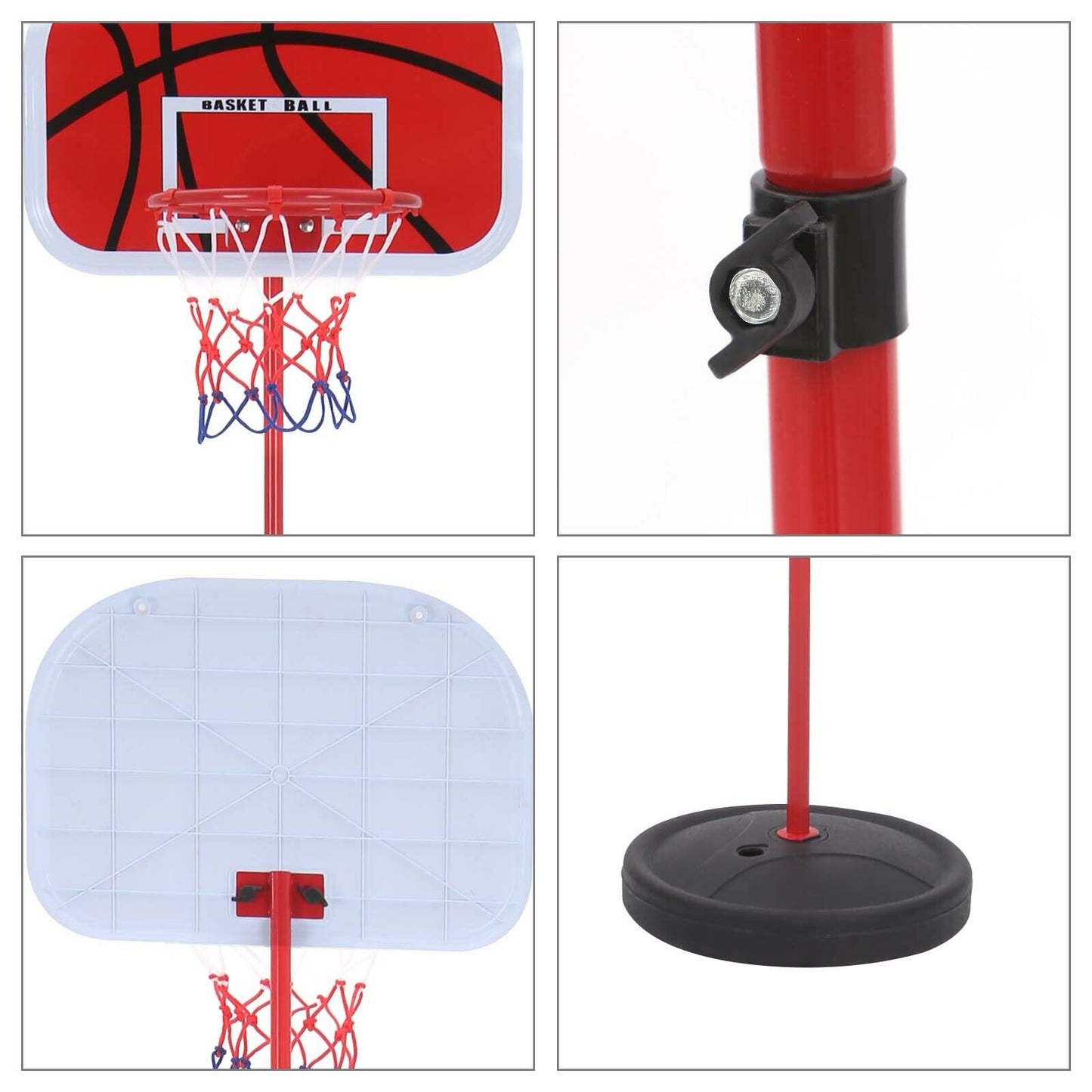 180cm High Free Adjustable Standing Basketball Hoop Net Backboard Stand Set