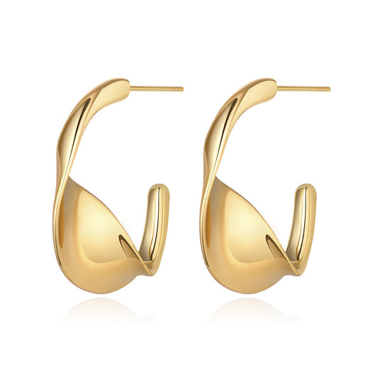 Golden Earrings Hoop Temperament Twist