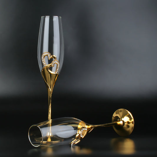 Crystal Champagne Cup Home Sparkling Sweet Wine Cup Golden Pair Cup