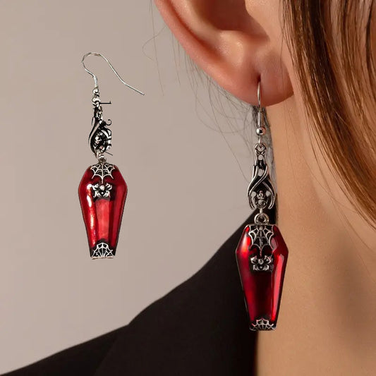 Halloween Earrings Ins Style Red Bat Spider Retro Earrings Jewelry