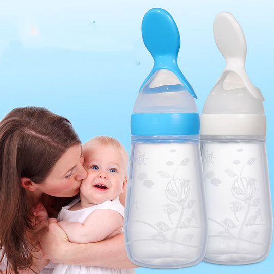 Baby Flat Bottom Silicone Squeeze Rice Cereal Bottle